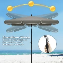 WOLTU Sonnenschirm, Strandschirm, 45° Knickbar, UV-beständig, Wasserdicht 200x120 Cm -Möbel Store Sonnenschirm Strandschirm knickbar UV bestaendig wasserdicht W0UETT0235 Dunkelgrau5 1280x1280