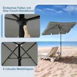 WOLTU Sonnenschirm, Strandschirm, 45° Knickbar, UV-beständig, Wasserdicht 200x120 Cm -Möbel Store Sonnenschirm Strandschirm knickbar UV bestaendig wasserdicht W0UETT0235 Dunkelgrau8 1280x1280