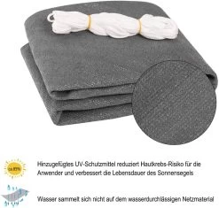 Sonnensegel Sonnenschutz Atmungsaktiv HDPE Windschutz Mit UV Schutz Grau -Möbel Store Sonnensegel Sonnenschutz HDPE Windschutz UV Schutz Grau GZS1188gr5 1280x1280
