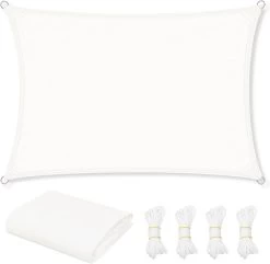 WOLTU Sonnensegel, Sonnenschutz, Aus PES, 200 G/m² Polyester, 95% UV Schutz, Creme