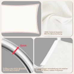 WOLTU Sonnensegel, Sonnenschutz, Aus PES, 200 G/m² Polyester, 95% UV Schutz, Creme -Möbel Store Sonnensegel Sonnenschutz aus PES 200 gm Polyester 95 UV Schutz W0UETT0263 GZS1275cm Creme6 1280x1280