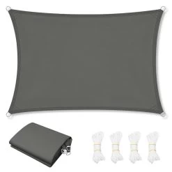 WOLTU Sonnensegel, Sonnenschutz, Aus PES, 200 G/m² Polyester, 95% UV Schutz, Dunkelgrau
