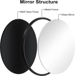 Spiegel Rund, Wandspiegel Hängespiegel, Aus Glas Metall MDF Haken -Möbel Store Spiegel rund Wandspiegel H ngespiegel aus Glas Metall MDF Haken W0ETT0043 schwarz5 1280x1280