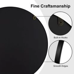 Spiegel Rund, Wandspiegel Hängespiegel, Aus Glas Metall MDF Haken -Möbel Store Spiegel rund Wandspiegel H ngespiegel aus Glas Metall MDF Haken W0ETT0043 schwarz8 1280x1280