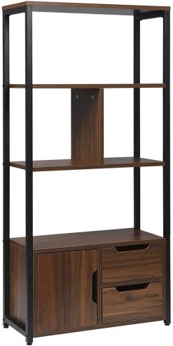 Standregal Bücherregal Mit Schrank 58x24x120cm