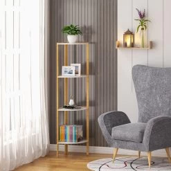 Standregal Eckregal Badregal Küchenregal Hochregal 4 Ablage Bambus MDF Weiß -Möbel Store Standregal Eckregal Badregal K chenregal Hochregal 4 Ablage Bambus MDF RGB9357ws2 Weiss4 1280x1280