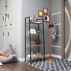 Standregal Haushaltsregal Mit 4 Ablagen Holz Stahl -Möbel Store Standregal Haushaltsregal mit 4 Ablagen Holz Stahl RGB9283dc Dunkelbuche3 1280x1280