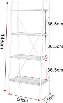 Standregal Haushaltsregal Mit 4 Ablagen Holz Stahl -Möbel Store Standregal Haushaltsregal mit 4 Ablagen Holz Stahl RGB9283dc Dunkelbuche5 1280x1280