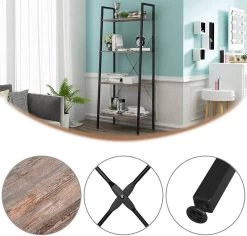 Standregal Haushaltsregal Mit 4 Ablagen Holz Stahl -Möbel Store Standregal Haushaltsregal mit 4 Ablagen Holz Stahl RGB9283dc Dunkelbuche6 1280x1280