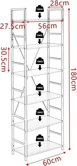 Standregal Metallregal 6-Ablagen Holz 60x28x180cm -Möbel Store Standregal Metallregal 6 Ablagen Holz Stahl RGB9307hei schwarz helleiche3 1280x1280