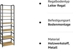 Standregal Metallregal Eckregal Hochregal 6 Ablage, 50x30x176cm, Hell Eiche 17 Standregal Metallregal Eckregal Hochregal 6 Ablage, 50x30x176cm, Hell Eiche -Möbel Store Standregal Metallregal Eckregal Hochregal 6 Ablage 50x30x176cm RGB11hei HellEiche1 1280x1280