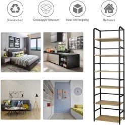 Standregal Metallregal Eckregal Hochregal 6 Ablage, 50x30x176cm, Hell Eiche 15 Standregal Metallregal Eckregal Hochregal 6 Ablage, 50x30x176cm, Hell Eiche -Möbel Store Standregal Metallregal Lagerregal Holz Ablagen eiche hell7 1280x1280