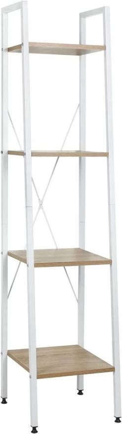 Standregal Küchenregal Mit 4 Ablagen Weiß +Hell Eiche