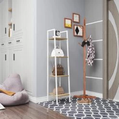 Standregal Küchenregal Mit 4 Ablagen Weiß +Hell Eiche -Möbel Store Standregal aus Metall Holz mit 4 Ablagen RGB9284whe Weiss Helleiche 4 1280x1280