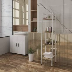 Standregal Küchenregal Mit 4 Ablagen Weiß +Hell Eiche -Möbel Store Standregal aus Metall Holz mit 4 Ablagen RGB9284whe Weiss Helleiche 5 1280x1280