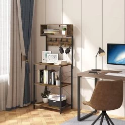 Standregal Mit 10 Haken Küchenregal Mit 5 Etagen, Aus Metall Holzwerkstoff, 60x152x38 Cm -Möbel Store Standregal mit 10 Haken K chenregal mit 5 Etagen aus Metall Holzwerkstoff 60x152x38 cm RGB28shm Schwarz4 1280x1280