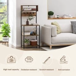 Standregal Mit 10 Haken Küchenregal Mit 5 Etagen, Aus Metall Holzwerkstoff, 60x152x38 Cm -Möbel Store Standregal mit 10 Haken K chenregal mit 5 Etagen aus Metall Holzwerkstoff 60x152x38 cm RGB28shm Schwarz6 1280x1280