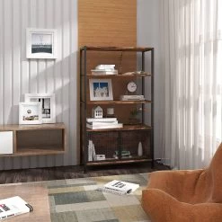 Standregal Mit 3 Ablagen Schrank Gittertür Dunkelbuche -Möbel Store Standregal mit 3 Ablagen Schrank Gittertuer RGB19dc dunkelbuche4 1280x1280