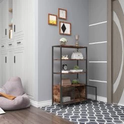 Standregal Mit 3 Ablagen Schrank Gittertür Dunkelbuche -Möbel Store Standregal mit 3 Ablagen Schrank Gittertuer RGB19dc dunkelbuche5 1280x1280