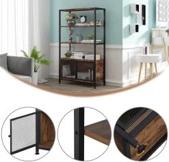 Standregal Mit 3 Ablagen Schrank Gittertür Dunkelbuche -Möbel Store Standregal mit 3 Ablagen Schrank Gittertuer RGB19dc dunkelbuche6 1280x1280