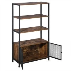 Standregal Mit 3 Ablagen Schrank Gittertür Dunkelbuche -Möbel Store Standregal mit 3 Ablagen Schrank Gittertuer RGB19dc dunkelbuche7 1280x1280