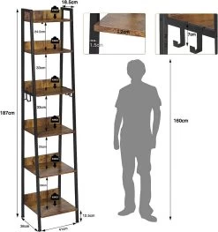 Standregal Mit 6 Ebenen, Küchenregal Mit 4 Haken, Lagerregal Im Industriestil, Aus MDF Metall -Möbel Store Standregal mit 6 Ebenen K chenregal mit 4 Haken Lagerregal im Industriestil aus MDF Metall RGB30hov schwarz3 1280x1280
