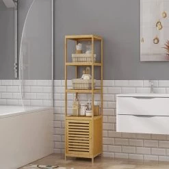 Standregal Mit 5 Ablageflächen & Stauraum Aus Bambus 13 Standregal Mit 5 Ablageflächen & Stauraum Aus Bambus -Möbel Store Standregal mit Ablagefl chen Stauraum aus Bambus RG92891 1280x1280