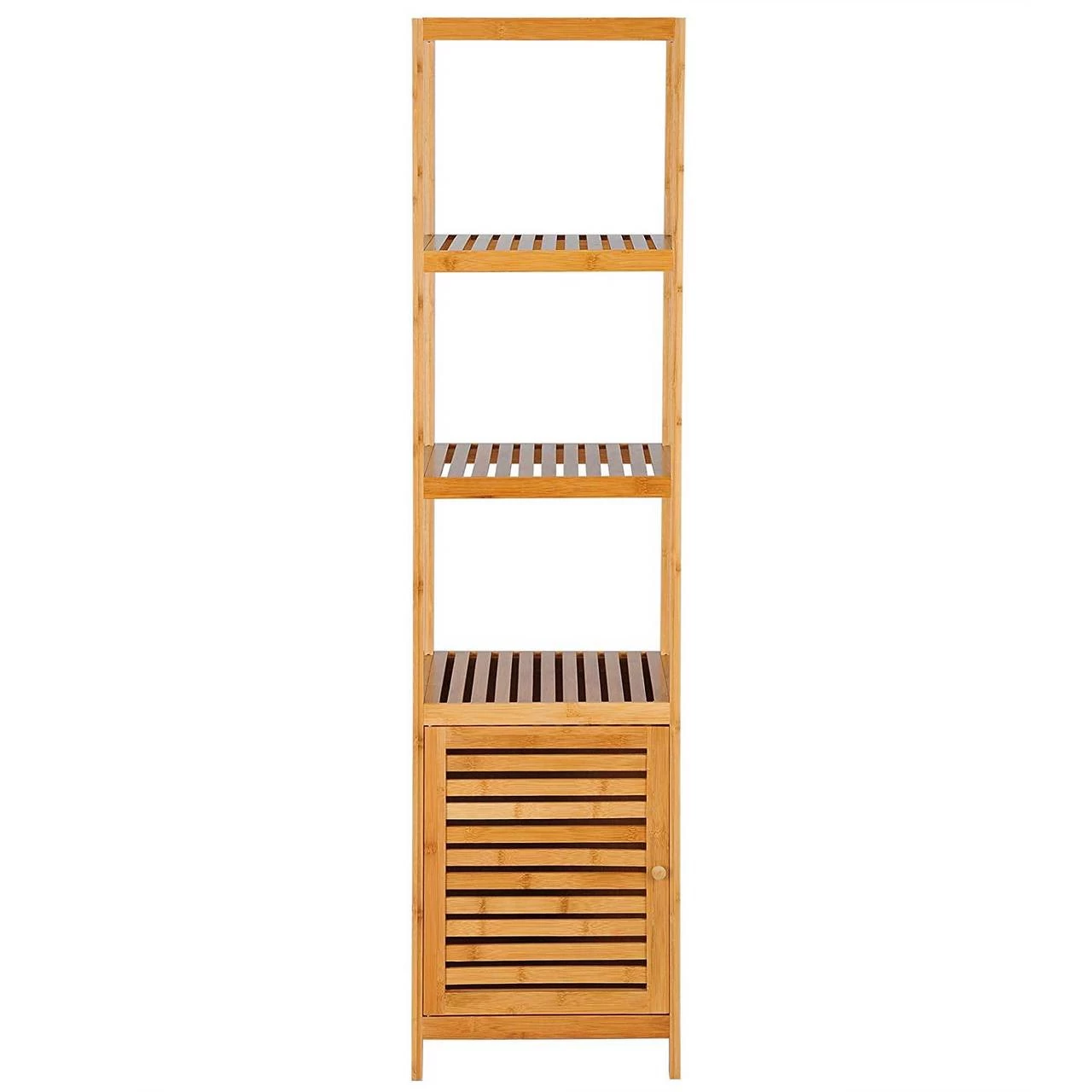 Standregal Mit 5 Ablageflächen & Stauraum Aus Bambus 7 Standregal Mit 5 Ablageflächen & Stauraum Aus Bambus – Bild 7