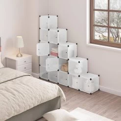 Steckregal, Regalsystem, 15 Würfel, DIY Würfelregal, Modulare PP-Platten, Weiß -Möbel Store Steckregal Regalsystem 15 W rfel DIY W rfelregal modulare PP Platten W0ITT0075 weiss5 1280x1280