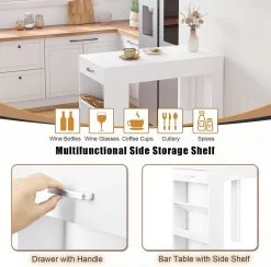 WOLTU Stehtisch Bartisch, Mit 1 Schublade 3 Ablagen, Mit Weinregal, Küchentisch -Möbel Store Stehtisch Bartisch mit 1 Schublade 3 Ablagen mit Weinregal Kuechentisch W0ATT0370 Weiss4 1280x1280