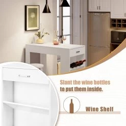WOLTU Stehtisch Bartisch, Mit 1 Schublade 3 Ablagen, Mit Weinregal, Küchentisch -Möbel Store Stehtisch Bartisch mit 1 Schublade 3 Ablagen mit Weinregal Kuechentisch W0ATT0370 Weiss5 1280x1280