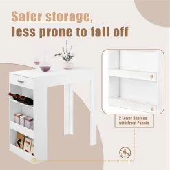 WOLTU Stehtisch Bartisch, Mit 1 Schublade 3 Ablagen, Mit Weinregal, Küchentisch -Möbel Store Stehtisch Bartisch mit 1 Schublade 3 Ablagen mit Weinregal Kuechentisch W0ATT0370 Weiss6 1280x1280