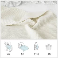 Tagesdecke 100% Baumwolle, Leichte Wohndecke In Waffeloptik -Möbel Store Tagesdecke 100 Baumwolle leichte Wohndecke in Waffeloptik BWP5032cm creme6 1280x1280