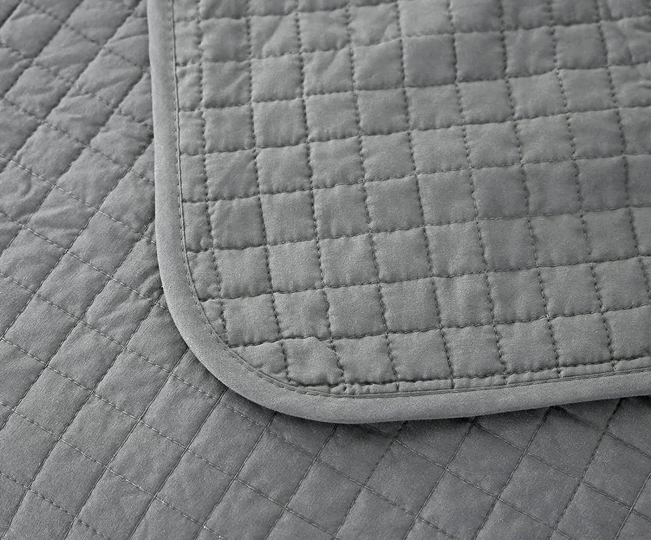 Tagesdecke Bettüberwurf, Steppdecke 360GSM Patchwork Wendedesign Kariert, Grau 4 Tagesdecke Bettüberwurf, Steppdecke 360GSM Patchwork Wendedesign Kariert, Grau – Bild 4