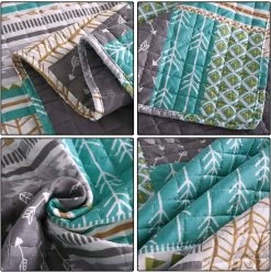 Tagesdecke Bettüberwurf, Patchwork Wendedesign, Aus Mikrofaser, Grau + Grün -Möbel Store Tagesdecke Bett berwurf Steppdecke Wendedesign unterf ttert gr n2 1280x1280