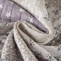 Tagesdecke Bettüberwurf, Patchwork Wendedesign, Aus Mikrofaser, Lila + Weiß -Möbel Store Tagesdecke Bett berwurf Steppdecke Wendedesign unterfuettert BD10m02 lila weiss6 1280x1280