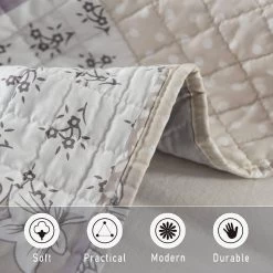 Tagesdecke Bettüberwurf, Patchwork Wendedesign, Aus Mikrofaser, Lila + Weiß -Möbel Store Tagesdecke Bett berwurf Steppdecke Wendedesign unterfuettert BD10m02 lila weiss7 1280x1280