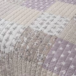 Tagesdecke Bettüberwurf, Patchwork Wendedesign, Aus Mikrofaser, Lila + Weiß -Möbel Store Tagesdecke Bett berwurf Steppdecke Wendedesign unterfuettert BD10m02 lila weiss9 1280x1280
