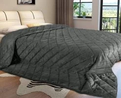 Tagesdecke Bettüberwurf, Steppdecke Unterfüttert&gesteppt, Dunkelgrau