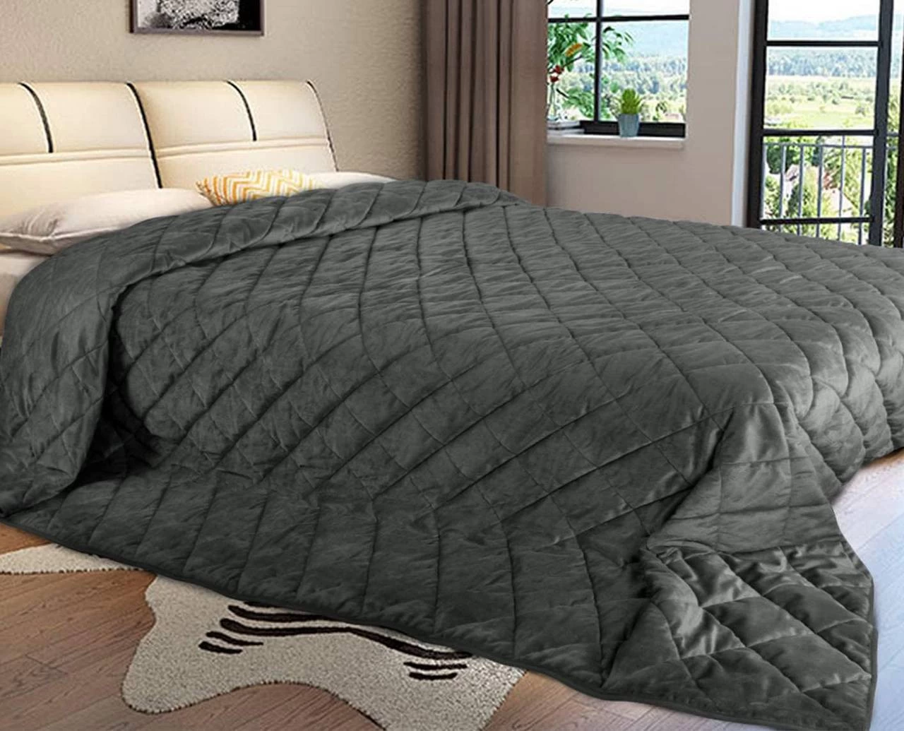Tagesdecke Bettüberwurf, Steppdecke Unterfüttert&gesteppt, Dunkelgrau 1 Tagesdecke Bettüberwurf, Steppdecke Unterfüttert&gesteppt, Dunkelgrau