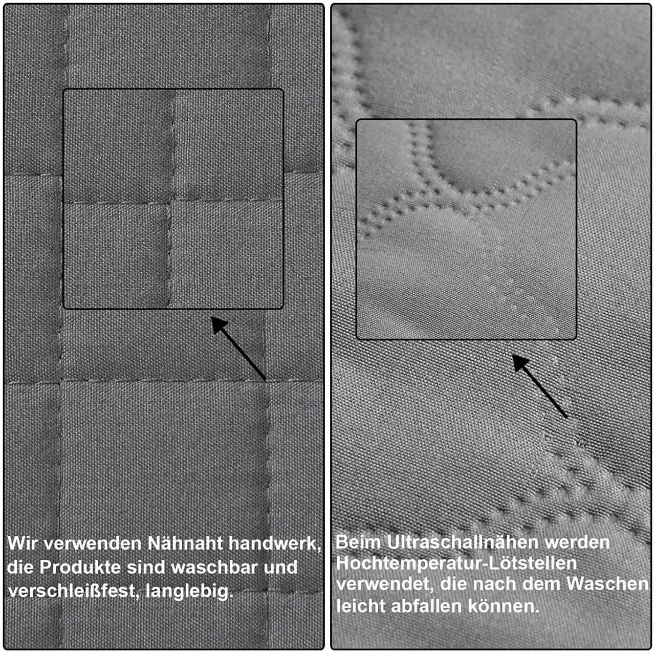 Tagesdecke Steppdecke Patchwork Wendedesign Grau+Hellgrau 5 Tagesdecke Steppdecke Patchwork Wendedesign Grau+Hellgrau – Bild 5