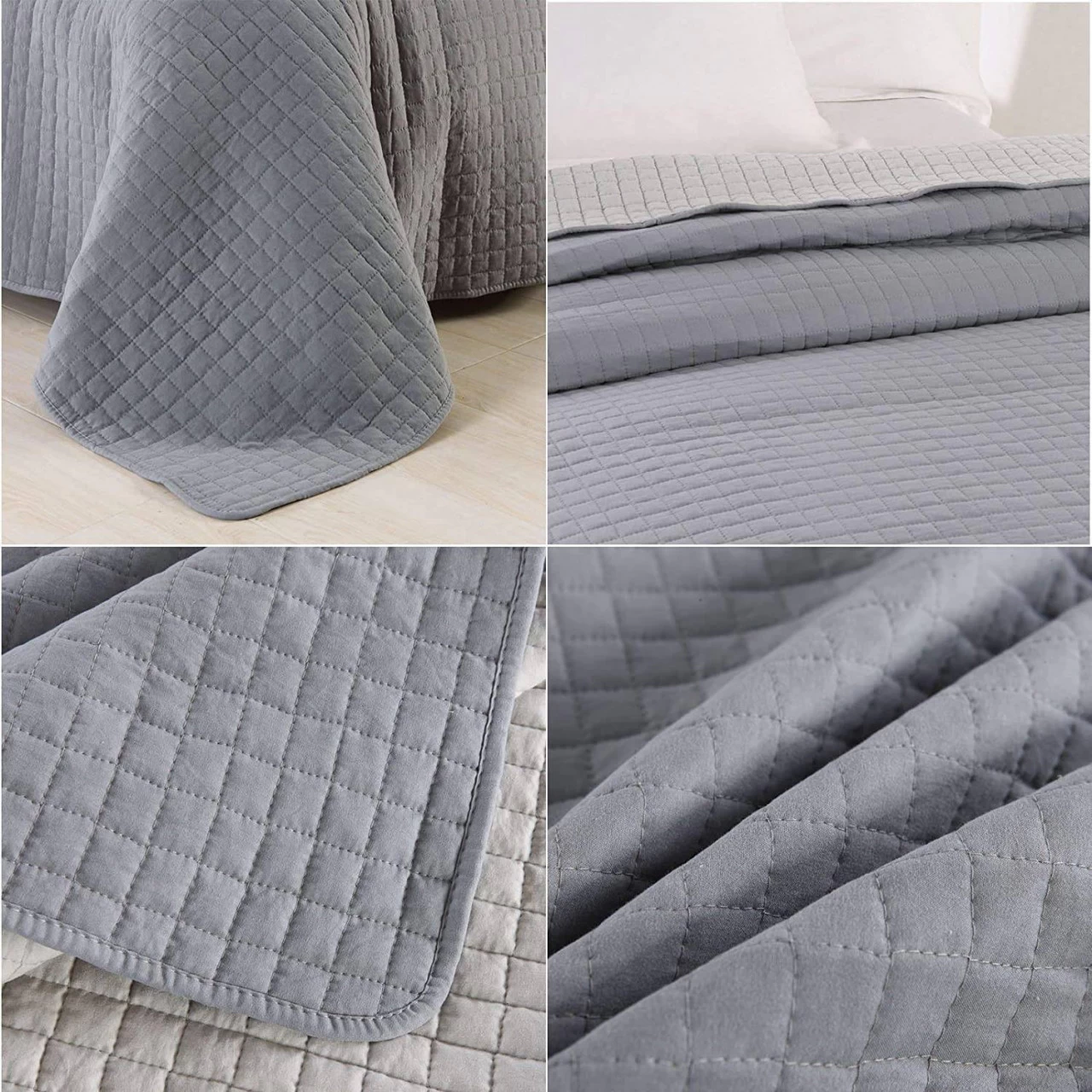 Tagesdecke Steppdecke Patchwork Wendedesign Grau+Hellgrau 8 Tagesdecke Steppdecke Patchwork Wendedesign Grau+Hellgrau – Bild 8