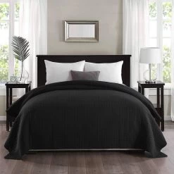 Tagesdecke Steppdecke Patchwork Wendedesign Schwarz