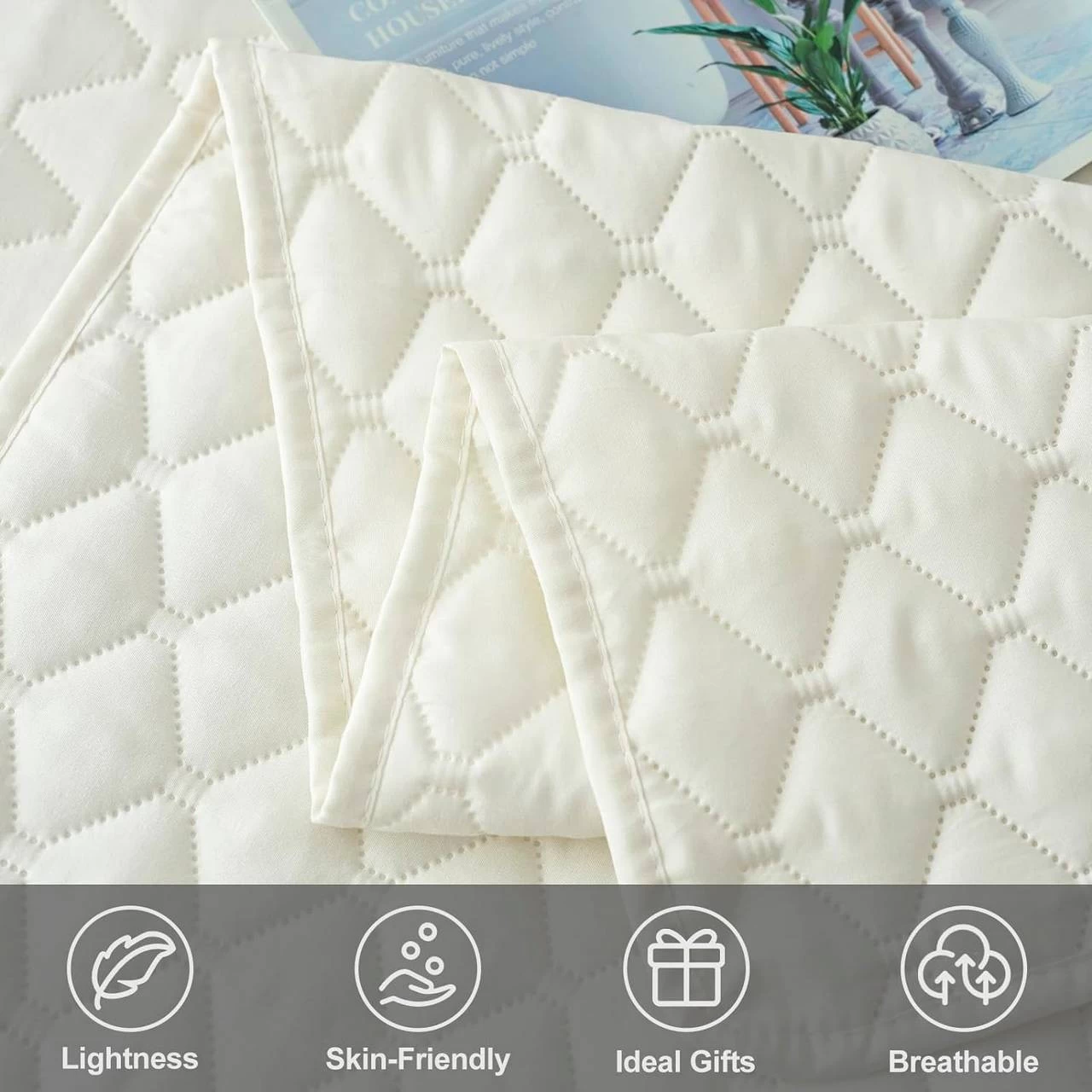 Tagesdecke Mit 2 Kissenbezügen 50x70cm, 3 Teilig, Leichte Überwurfdecke 5 Tagesdecke Mit 2 Kissenbezügen 50x70cm, 3 Teilig, Leichte Überwurfdecke – Bild 5