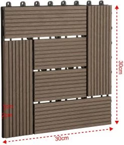 22er-Set WPC Terrassenfliese, Bodenbelag Für Terrasse -Möbel Store Terrassenfliesen Terrassendielen Bodenfliese klicksystem braun6 1280x1280