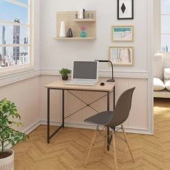 Bürotisch Im Desktop Design -Möbel Store Tisch Schreibtisch Buerotisch Arbeitstisch Holz Stahl TSB03hei Helleiche schwarz3 1280x1280