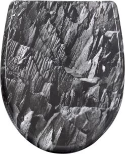 WOLTU Toilettendeckel, WC Sitz Mit Absenkautomatik, Klobrille, O-Form, Steinmuster