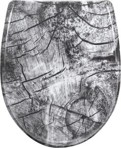 WOLTU Toilettendeckel, WC Sitz Mit Absenkautomatik, Klobrille, O-Form, Holzmuster