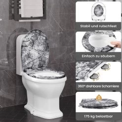 WOLTU Toilettendeckel, WC Sitz Mit Absenkautomatik, Klobrille, O-Form, Holzmuster -Möbel Store Toilettendeckel WC Sitz mit Absenkautomatik Klobrille O Form W0ITT4015 Holzmuster7 1280x1280