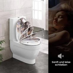 WOLTU Toilettendeckel, WC Sitz Mit Absenkautomatik, Klobrille, O-Form, Abstraktes Marmormuster -Möbel Store Toilettendeckel WC Sitz mit Absenkautomatik Klobrille O Form W0ITT4016 Abstraktes Marmormuster4 1280x1280